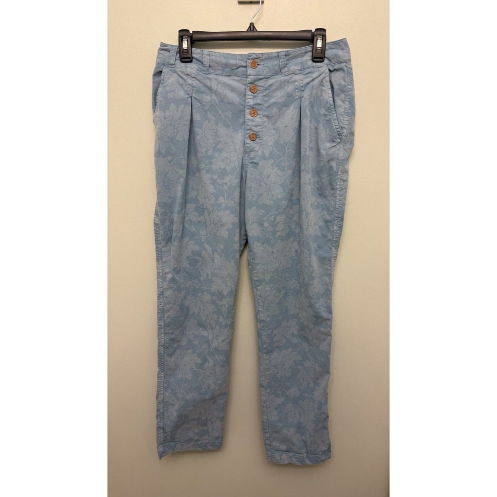 Sundance Bastille Easy Pants Women's 8 Blue Floral Chambray Cottagecore Straight